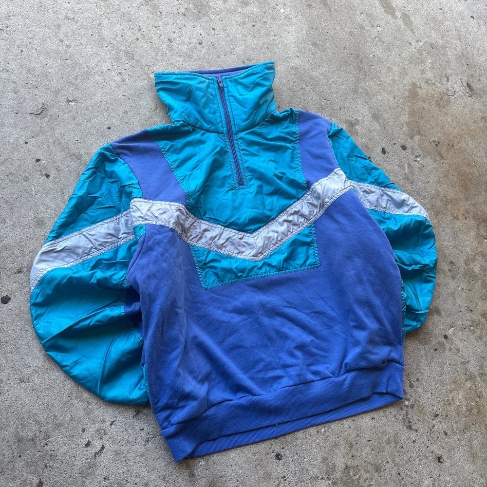 Vintage Skea 1/4 Zip Pullover Windbreaker Jacket Blue Teal Size 36 Mens S
